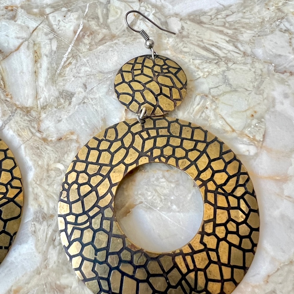 Brassy Bundle Boho Jungle Circle Dangle Earrings (2) - Picture 5 of 6